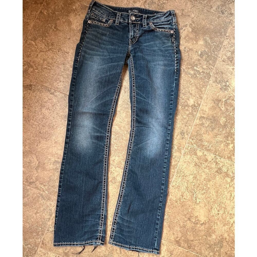 Silver Fluid Aiko Mid Boot stretch denim jeans, women's size 29/33